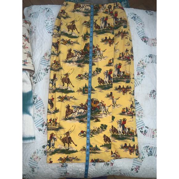 VINTAGE 90's UNWORN COWBOY PRINT WESTERN WRAP SKIRT-MALIBU COWBOY, BEYONCE - Picture 10 of 11